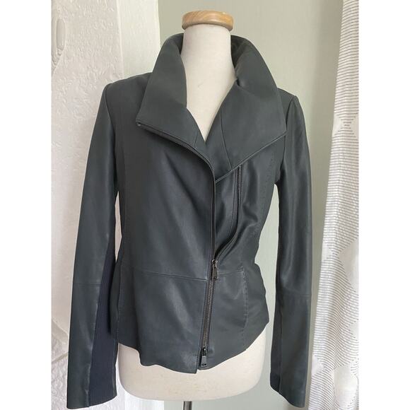 Vince Grey Leather Jacket - Picture 10 of 14